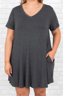 Caught Adrift Dress, Heather Charcoal -Chic Soul Store CaughtAdriftDress HeatherCharcoal 9530