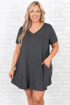 Caught Adrift Dress, Heather Charcoal