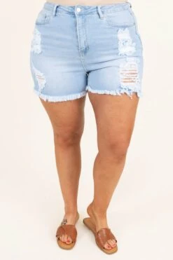 Changing Paths Shorts, Light Wash -Chic Soul Store ChangingPathsShorts LightWash 9934