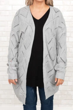 Channel Your Inner Bliss Cardigan, Gray -Chic Soul Store ChannelYourInnerBlissCardigan Gray 9903