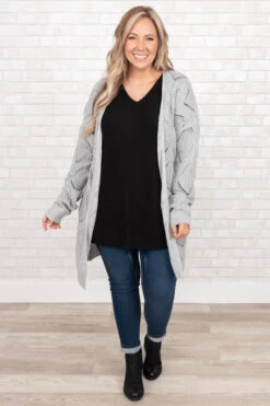 Channel Your Inner Bliss Cardigan, Gray -Chic Soul Store ChannelYourInnerBlissCardigan Gray 9906