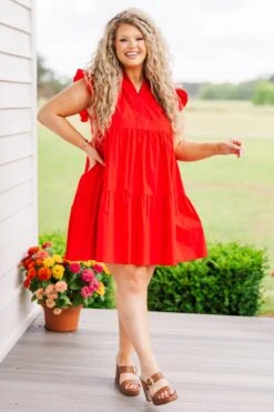 Charmingly Cute Dress, Red -Chic Soul Store CharminglyCuteDress Red 5
