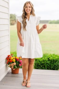 Charmingly Cute Dress, White -Chic Soul Store CharminglyCuteDress White 5