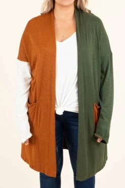 Chasing Leaves Cardigan, Rust/Olive -Chic Soul Store ChasingLeavesCardigan Rust Olive 9560