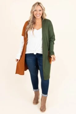 Chasing Leaves Cardigan, Rust/Olive -Chic Soul Store ChasingLeavesCardigan Rust Olive 9563
