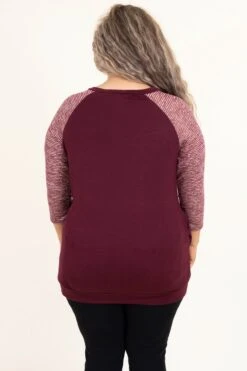 Chilly Afternoons Top, Burgundy -Chic Soul Store ChillyAfternoonsTop Burgundy 9485