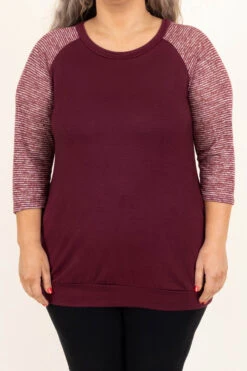 Chilly Afternoons Top, Burgundy -Chic Soul Store ChillyAfternoonsTop Burgundy 9486