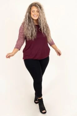 Chilly Afternoons Top, Burgundy -Chic Soul Store ChillyAfternoonsTop Burgundy 9492
