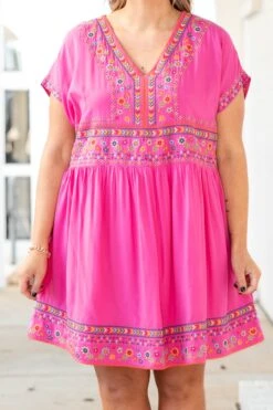 Chime In Dress, Hot Pink -Chic Soul Store ChimeInDress HotPink 2271