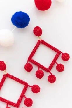 Classic Gal Earrings, Red -Chic Soul Store ClassicGalEarrings Red 8636