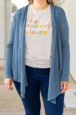 Classy Miss Cardigan, Denim -Chic Soul Store ClassyMissCardigan Denim 5286