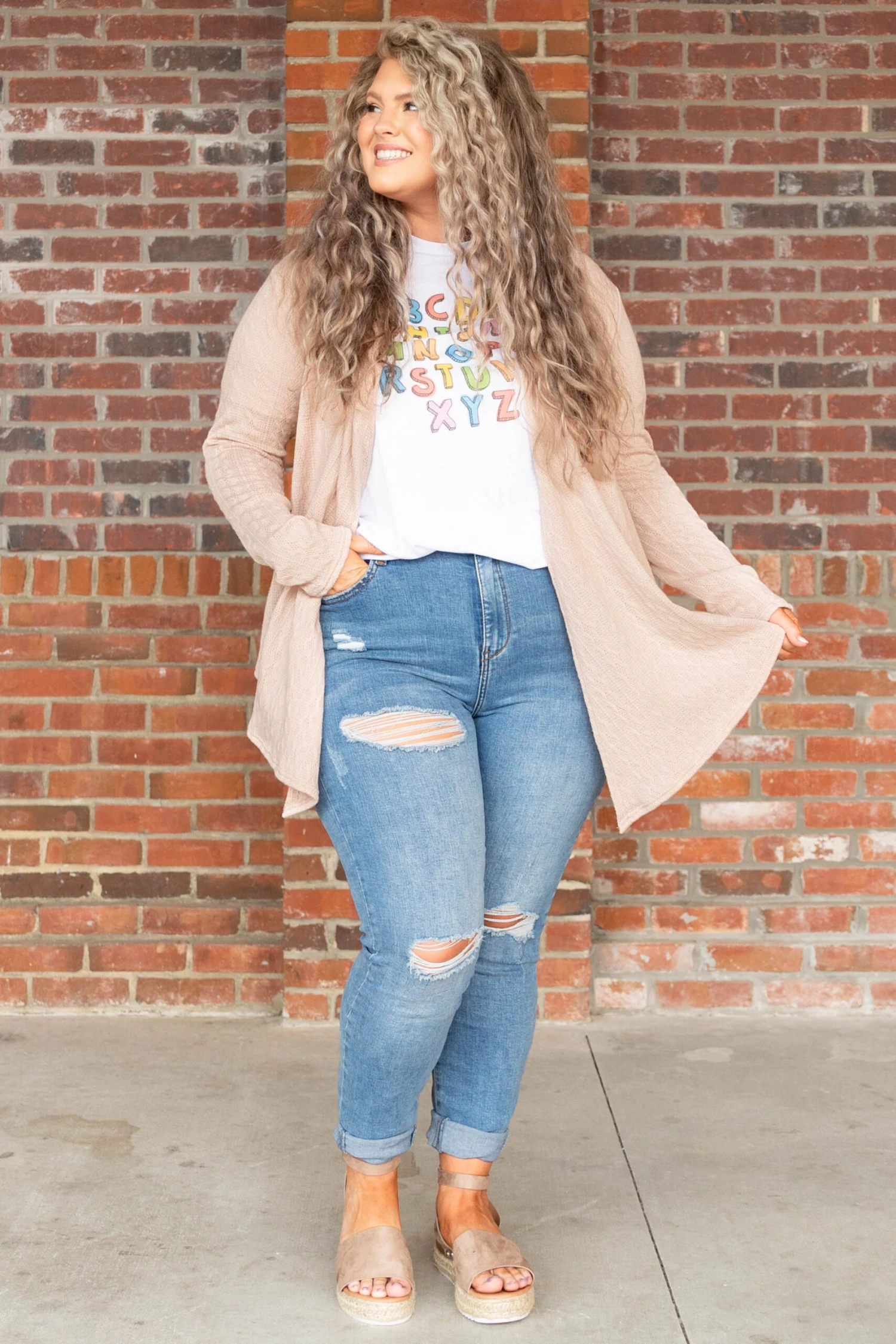 Classy Miss Cardigan, Sand 4 Classy Miss Cardigan, Sand - Image 2