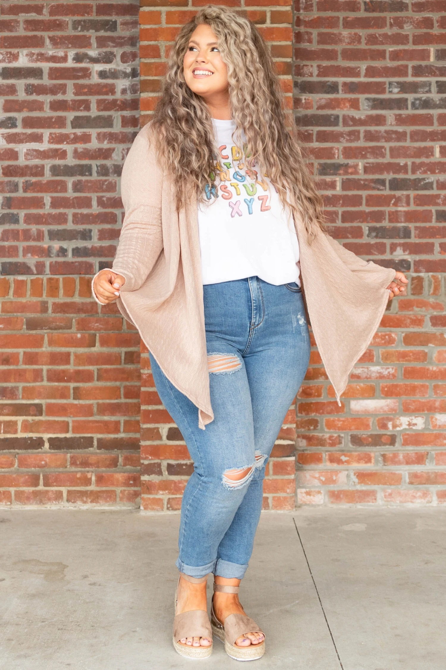 Classy Miss Cardigan, Sand 5 Classy Miss Cardigan, Sand - Image 3