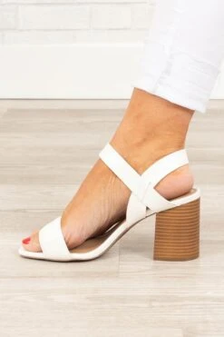 Click Clack Block Heels, White -Chic Soul Store ClickClackBlockHeels White 0136