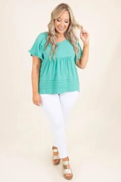 Coastal Living Top, Emerald -Chic Soul Store CoastalLivingTop Emerald 3605