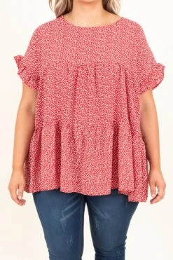 Coffee By Candlelight Top, Red -Chic Soul Store CoffeeByCandlelightTop Red 9592