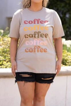 Coffee Lover Tee, Tan -Chic Soul Store CoffeeLoverTee Tan 2