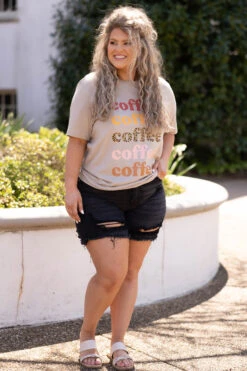 Coffee Lover Tee, Tan -Chic Soul Store CoffeeLoverTee Tan 4