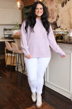 Cold Mornings Sweater, Lilac 10 Cold Mornings Sweater, Lilac -Chic Soul Store ColdMorningsSweater Lilac 0194