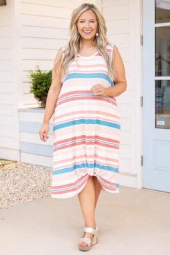 Colorful Mama Dress, Coral -Chic Soul Store ColorfulMamaDress Coral 9643