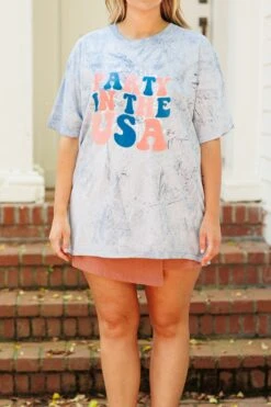 Comfort Colors: It's A Party In The USA Tee, Ocean Colorblast -Chic Soul Store ComfortColors It sAPartyInTheUSATee OceanColorblast 2