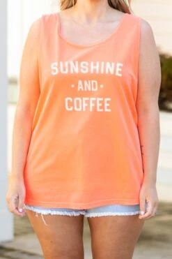 Comfort Colors: Sunshine And Coffee Tank, Neon Red Orange 11 Comfort Colors: Sunshine And Coffee Tank, Neon Red Orange -Chic Soul Store ComfortColors SunshineAndCoffeeTank NeonRedOrange 0110