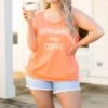 Comfort Colors: Sunshine And Coffee Tank, Neon Red Orange