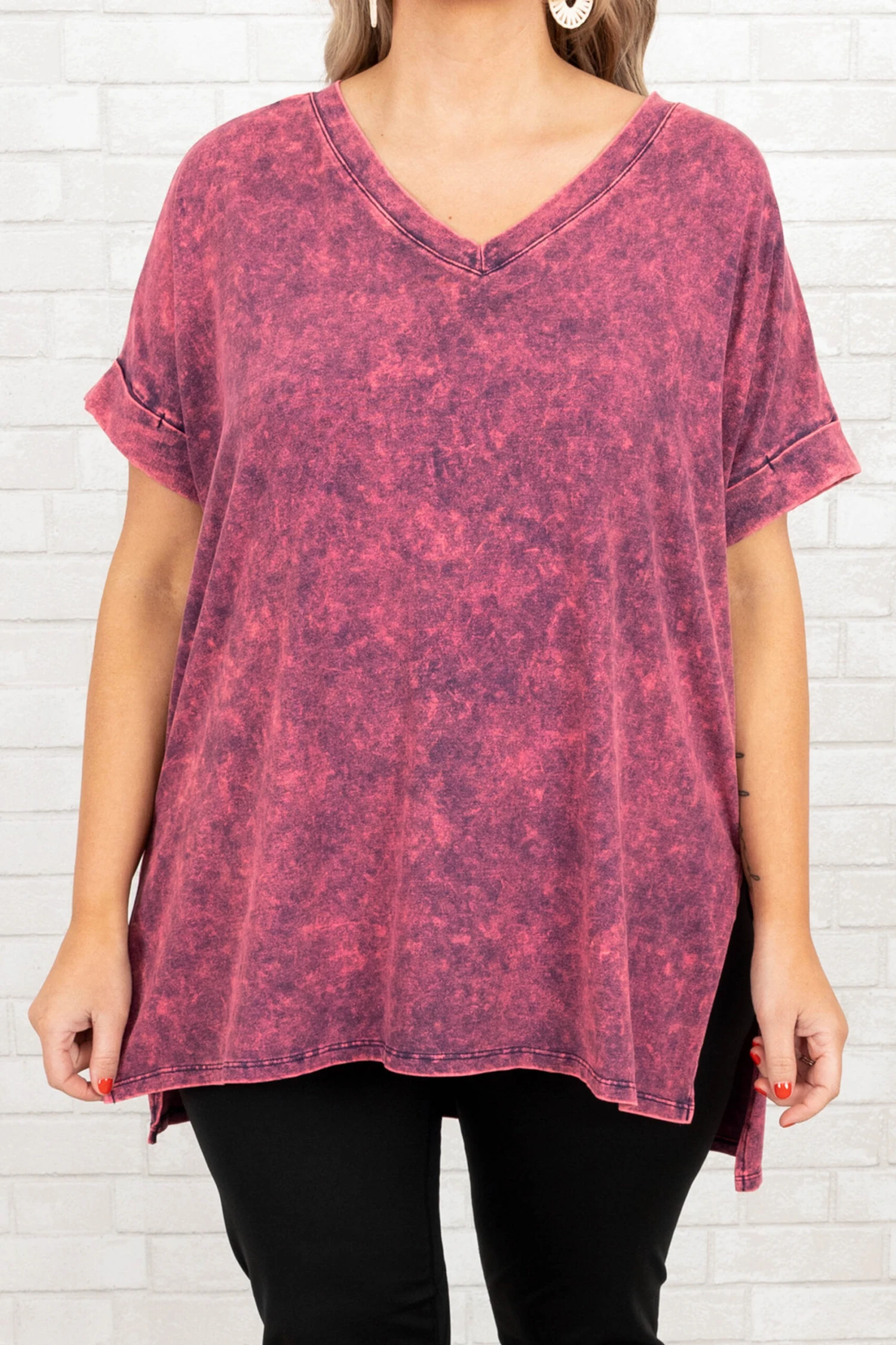 Comfy Travels Top, Neon Magenta Mineral Wash 6 Comfy Travels Top, Neon Magenta Mineral Wash - Image 4