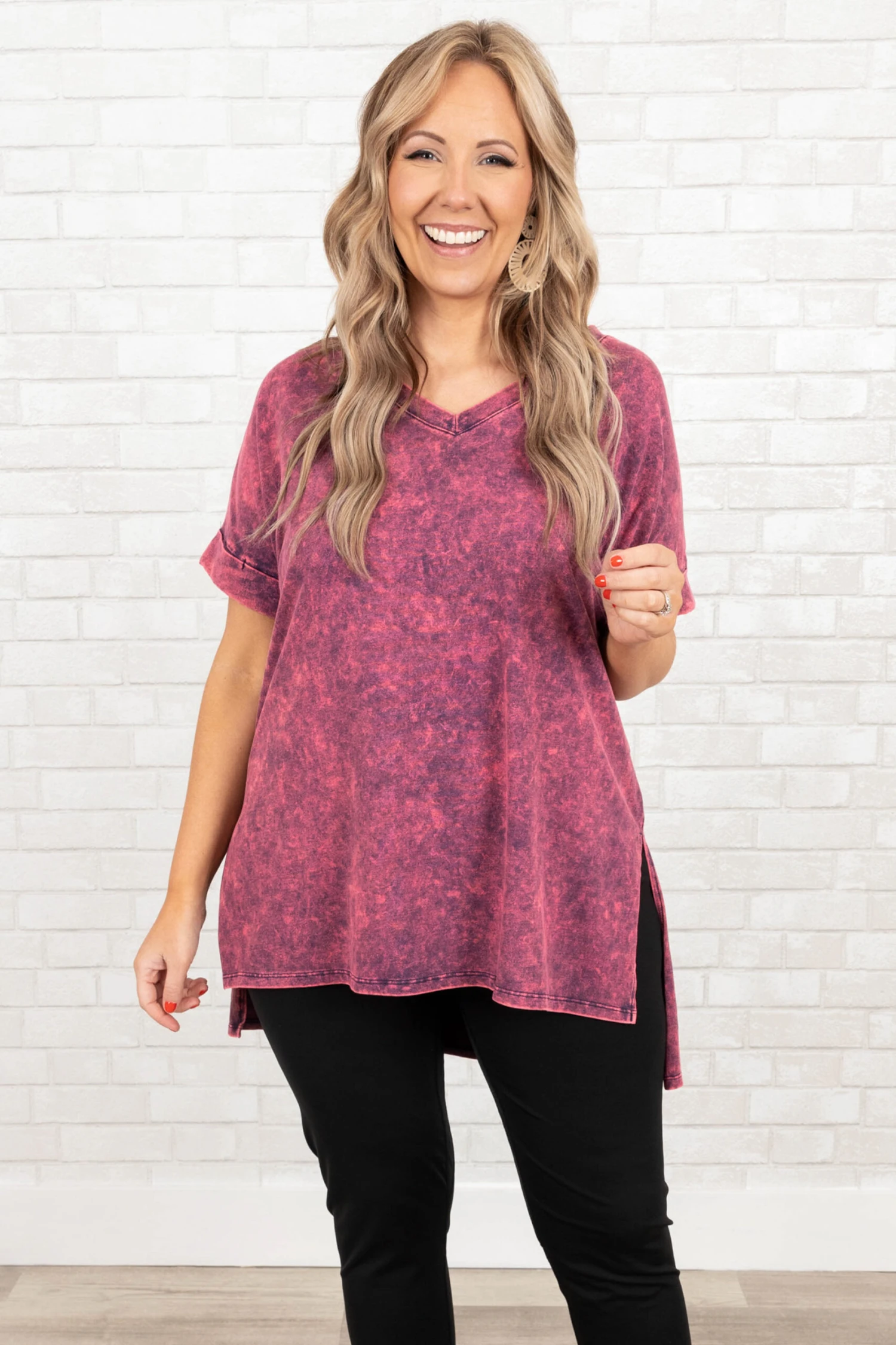 Comfy Travels Top, Neon Magenta Mineral Wash 3 Comfy Travels Top, Neon Magenta Mineral Wash