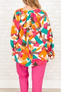 Confetti Everywhere Top, Fuchsia Orange -Chic Soul Store ConfettiEverywhereTop FuchsiaOrange 1