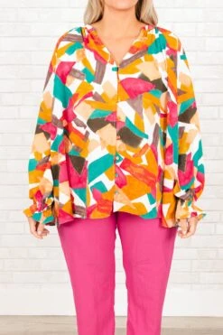 Confetti Everywhere Top, Fuchsia Orange -Chic Soul Store ConfettiEverywhereTop FuchsiaOrange 2