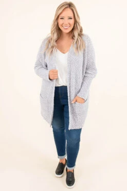 Confident Decisions Cardigan, Gray -Chic Soul Store ConfidentDecisionsCardigan Gray 4984