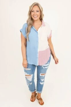 Not Your Average Boyfriend Jeans, Medium Wash -Chic Soul Store ConversationHeartsTop Mauve Denim 0025 e45fcb95 31cf 49a8 8a20 e00357d2641b