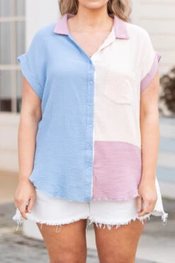 Conversation Hearts Top, Mauve-Denim 11 Conversation Hearts Top, Mauve-Denim -Chic Soul Store ConversationHeartsTop Mauve Denim