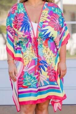 Coolin' On The Beach Kimono, Pink Combo -Chic Soul Store Coolin OnTheBeachKimono PInkCombo 3