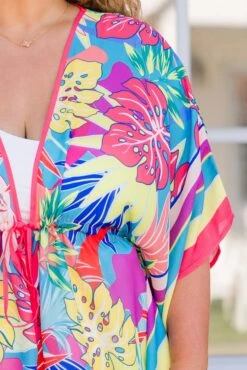 Coolin' On The Beach Kimono, Pink Combo -Chic Soul Store Coolin OnTheBeachKimono PInkCombo 4