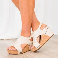 Corky's: Step On Over Wedges, Ivory