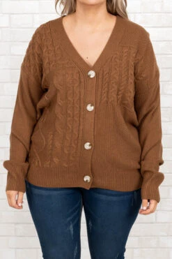 Cozy And Cute Cardigan, Brown -Chic Soul Store CozyAndCuteCardigan Brown 9858