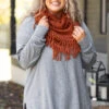 Cozy Getaway Scarf, Rust -Chic Soul Store CozyGetawayScarf Rust 8167