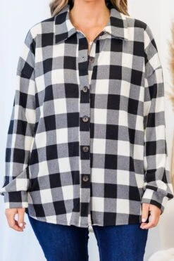 Cozy Strolls Shacket, Black-Ivory -Chic Soul Store CozyStrollsShacket Black Ivory 3