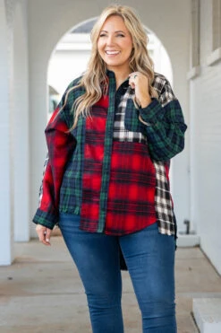 Cross Road Blues Tunic, Hunter Green-Ivory-Red