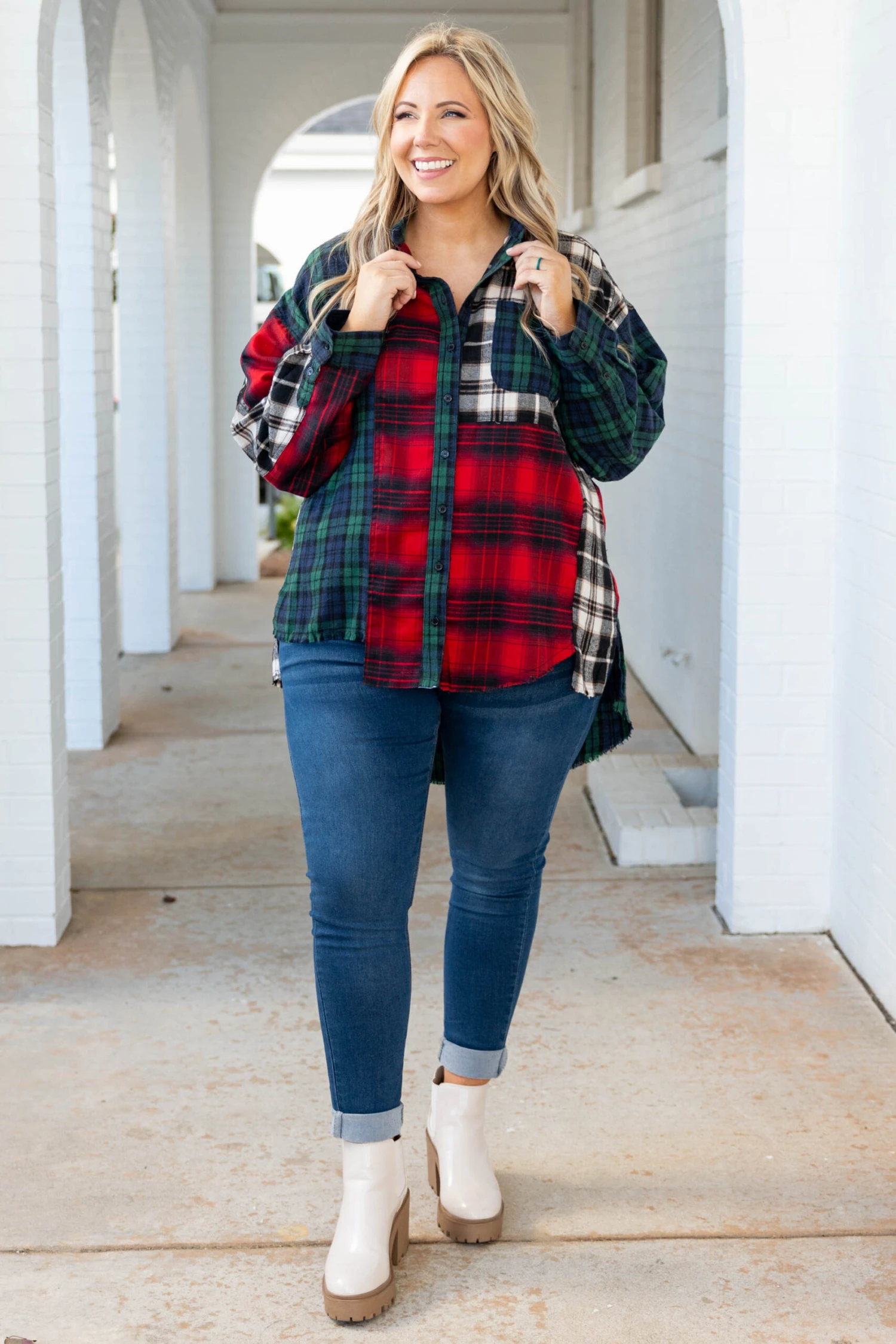 Cross Road Blues Tunic, Hunter Green-Ivory-Red 5 Cross Road Blues Tunic, Hunter Green-Ivory-Red - Image 3