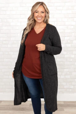 Crushing On Cuddles Cardigan, Charcoal