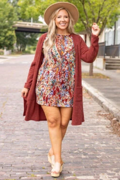 Cuddle Weather Cardigan, Rust -Chic Soul Store CuddleWeatherCardigan Rust 0313