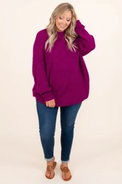 Cuddling Close Sweater, Magenta -Chic Soul Store CuddlingCloseSweater Magenta 7298