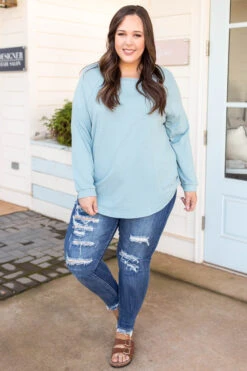 Curved Hem Slouchy Dolman Tunic, Mineral Mint 13 Curved Hem Slouchy Dolman Tunic, Mineral Mint -Chic Soul Store CurvedHemSlouchyDolmanTunic MineralMint 4064