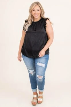 Cute And Casual Top, Black -Chic Soul Store CuteAndCasualTop Black 6687