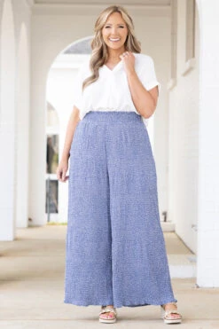 Cute And Comfortable Pants, Blue Dotted -Chic Soul Store CuteAndComfortablePants BlueDotted