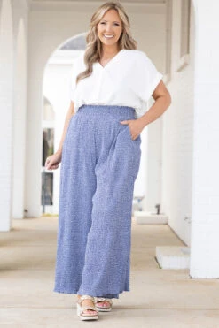 Cute And Comfortable Pants, Blue Dotted -Chic Soul Store CuteAndComfortablePants BlueDotted 3