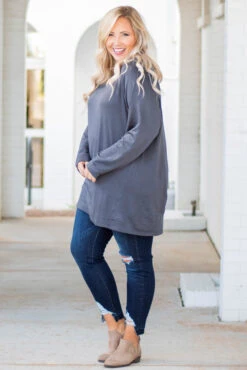 Relaxed Hem Slouchy Dolman Tunic, Charcoal Fleece -Chic Soul Store DSC0511 71362b45 2ca3 42d3 8ef6 2ea5ee3403bd